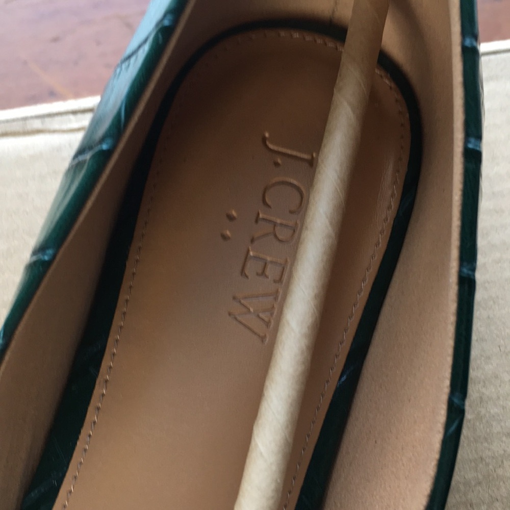 J. Crew Croc-Embossed Pointed Slip-Ons in Academic Green - Picture 4 of 7